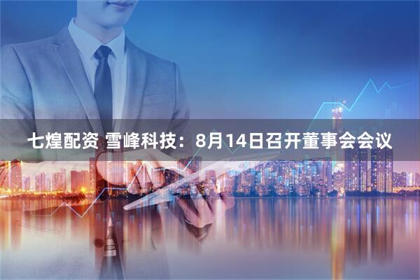 七煌配资 雪峰科技：8月14日召开董事会会议